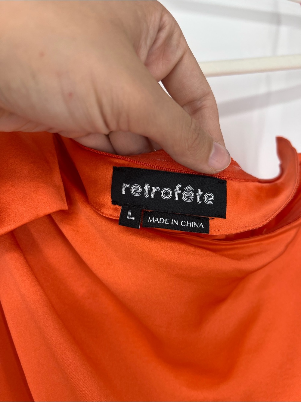 Retrofete Silk Blend Bow One-Shoulder Orange Draped Designer Cocktail Mini Dress - Picture 5 of 8